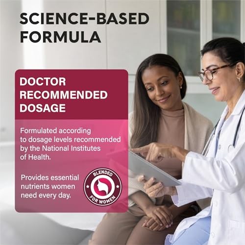 Multivitamin for Women 47-in-1 B-Complex Biotin D3 K2 Iron 90 Capsules 1/Day