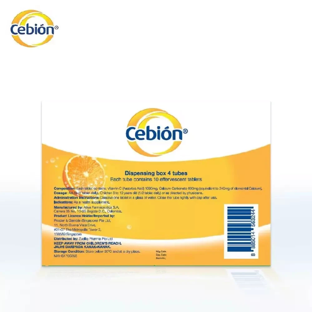 Cebion Vitamin C Effervescent Tablet Daily Supplement (1000mg x 40’s) X 2