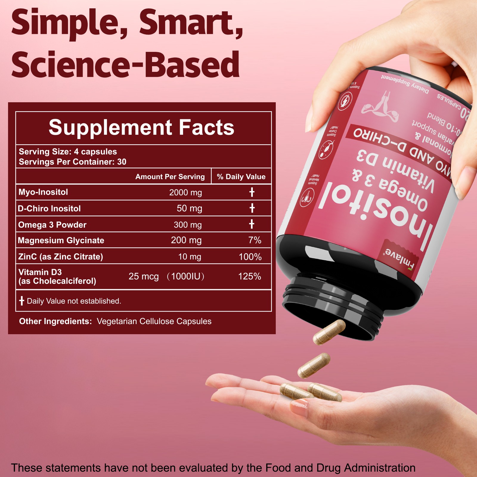 Myo-Inositol & D-Chiro Inositol Supplement for Women | Hormonal Balance 120 caps