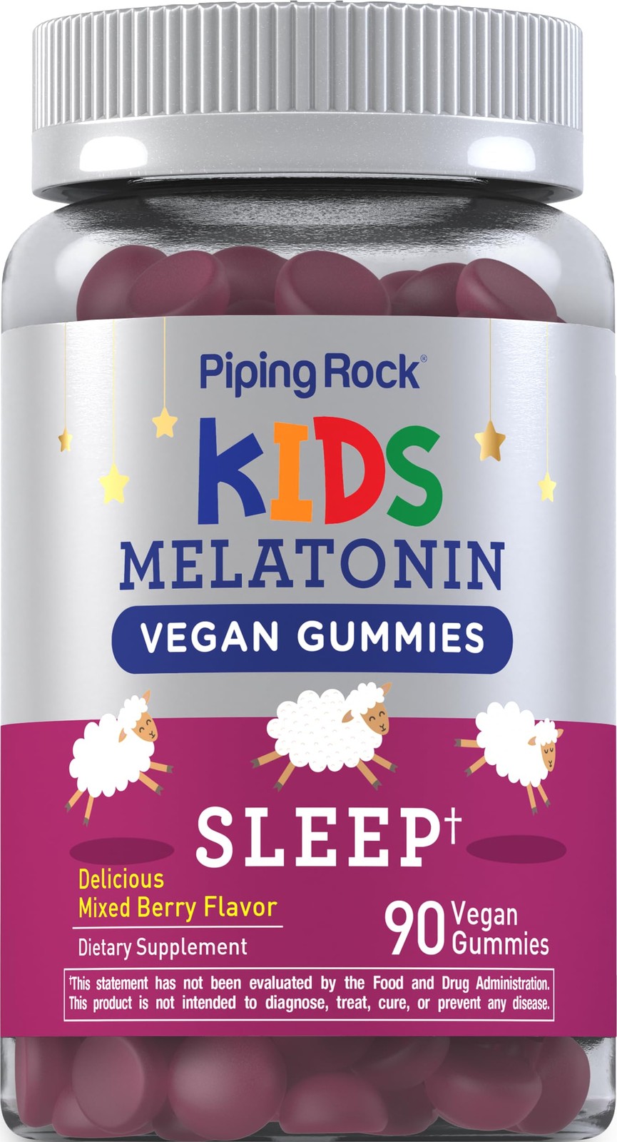 Piping Rock Kids Melatonin Gummies | 1mg | 90 Count | Supplement for Children |
