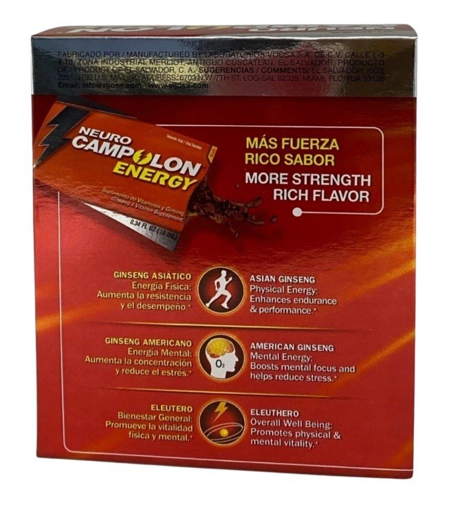 (2Pack) Neuro Campolon Energy Supplement , 12 Drinkable 10 mL Pouches