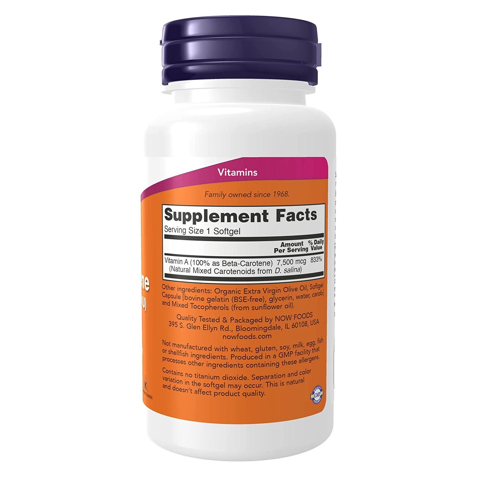 NOW FOODS Beta Carotene, Natural 7,500 mcg – 90 Softgels