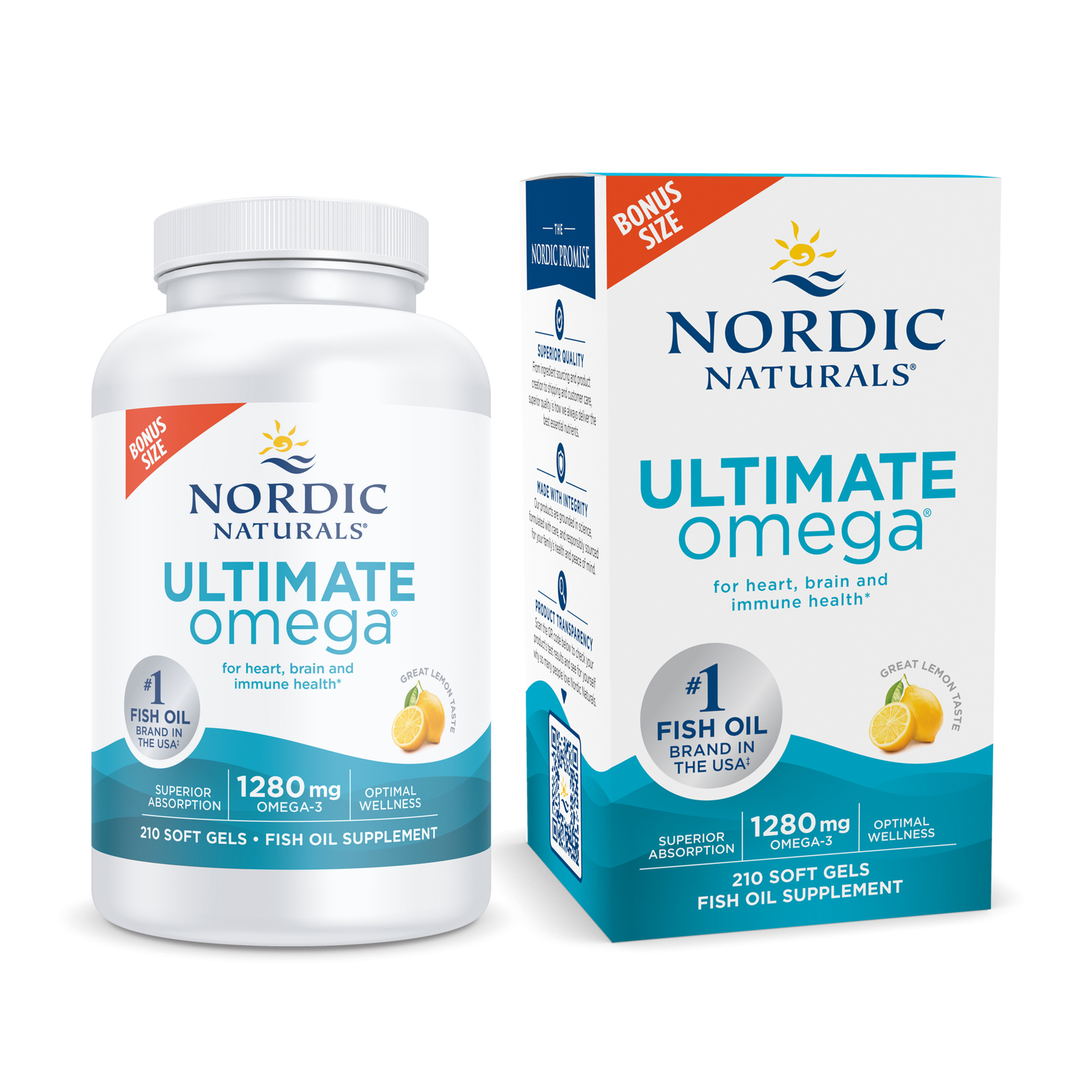 Nordic Naturals Ultimate Omega SoftGels – Concentrated Omega-3 Fish Oil, 210 ct