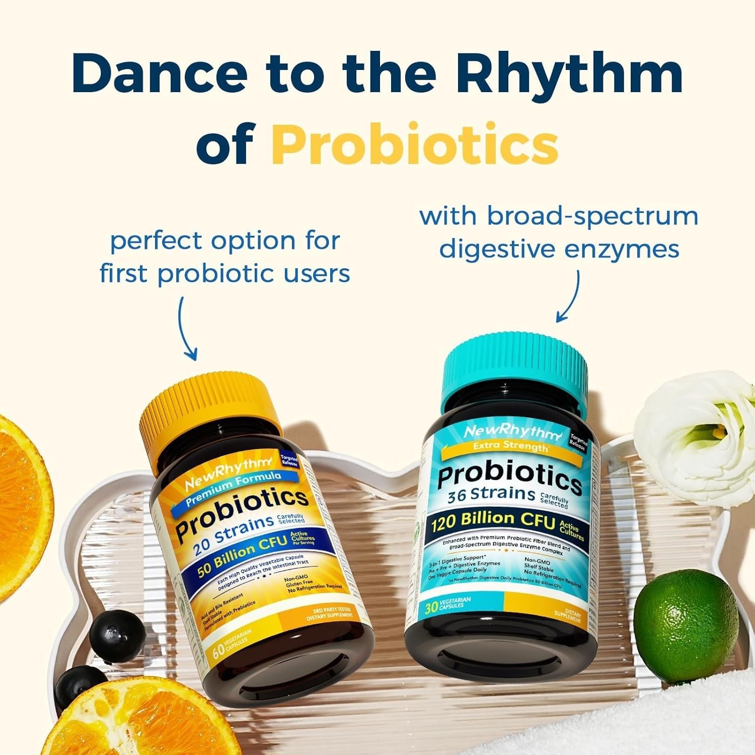 Probiotics 50 Billion CFU 20 Strains, 60 Veggie Capsules, Targeted Release Te…