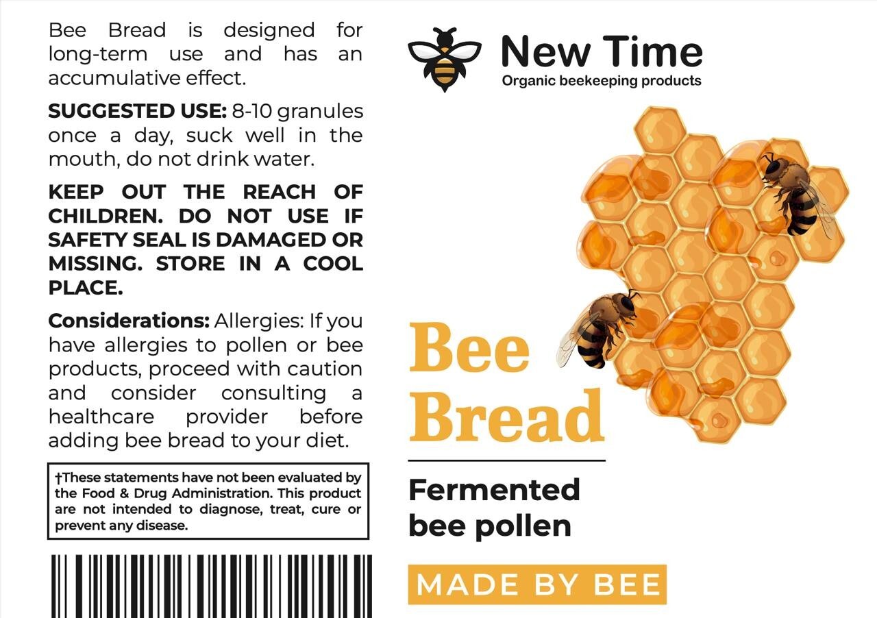 Bee Bread, Pure Fermented Bee Pollen, Organic Supplement 3.5 oz / 100g Raw Perga