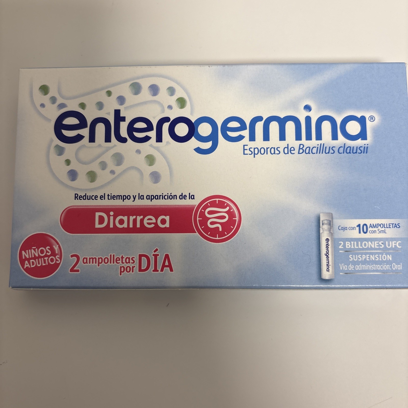 Enterogermina Family 5ml x 10 Vials – 1 Pack, PROBlOTIC Bacillus Causii Spores