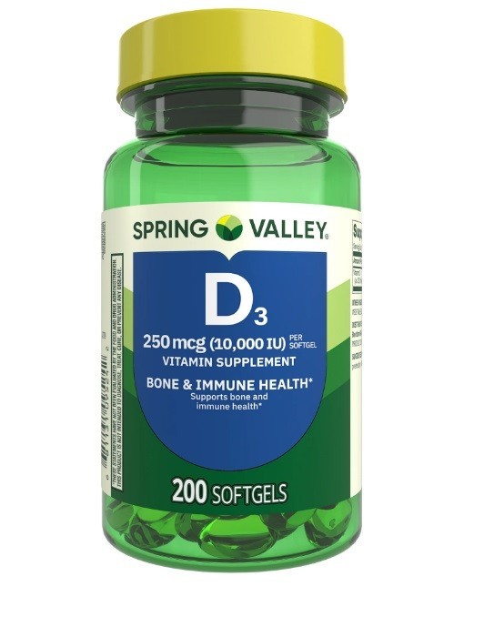 Spring Valley Vitamin D3 Softgels 250 mcg 10,000 IU 200 Count