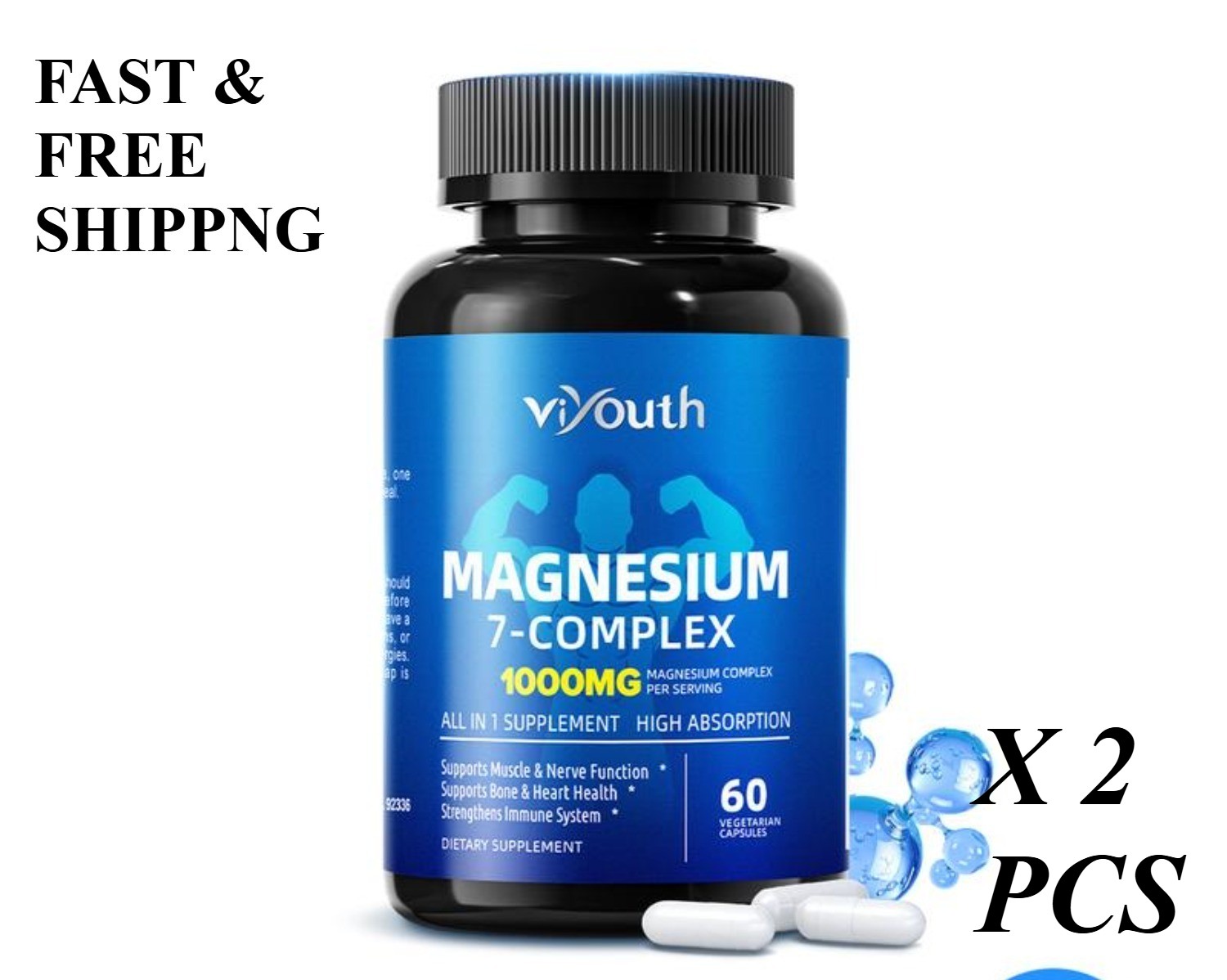 newest 7-in-1 Magnesium Complex 1000mg.Enhanced with Zinc, Non-GMO, 60 Capsules