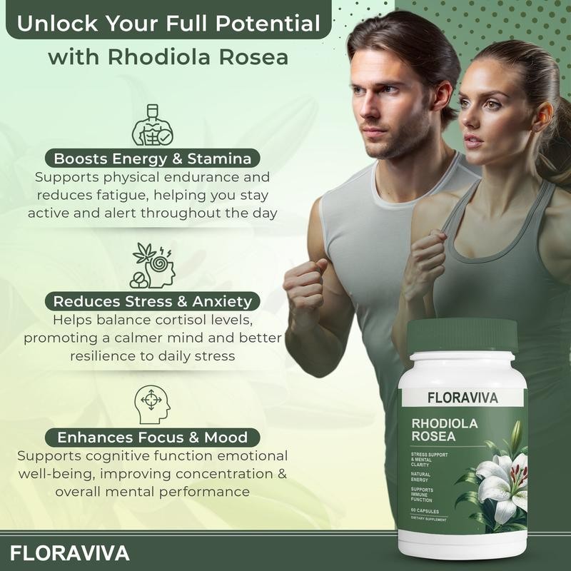 «Pieces 2 Floraviva Rhodiola Rosea Softgels, Natural Herbal Supplement. V2»
