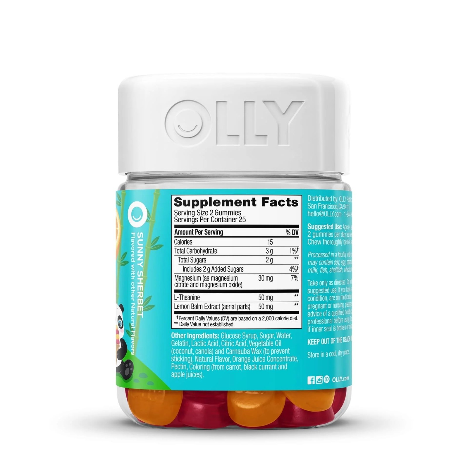 OLLY Kids Chillax Gummy, For a Calm and Relaxed 50 Count (Pack of 1), Sherbet
