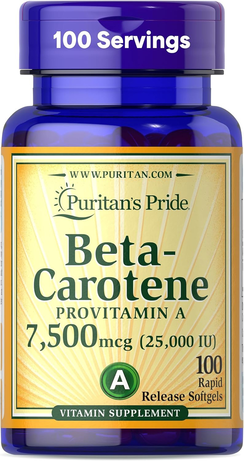 Beta Carotene 7500mcg Softgels, Antioxidant & Eye Support, 100 Count