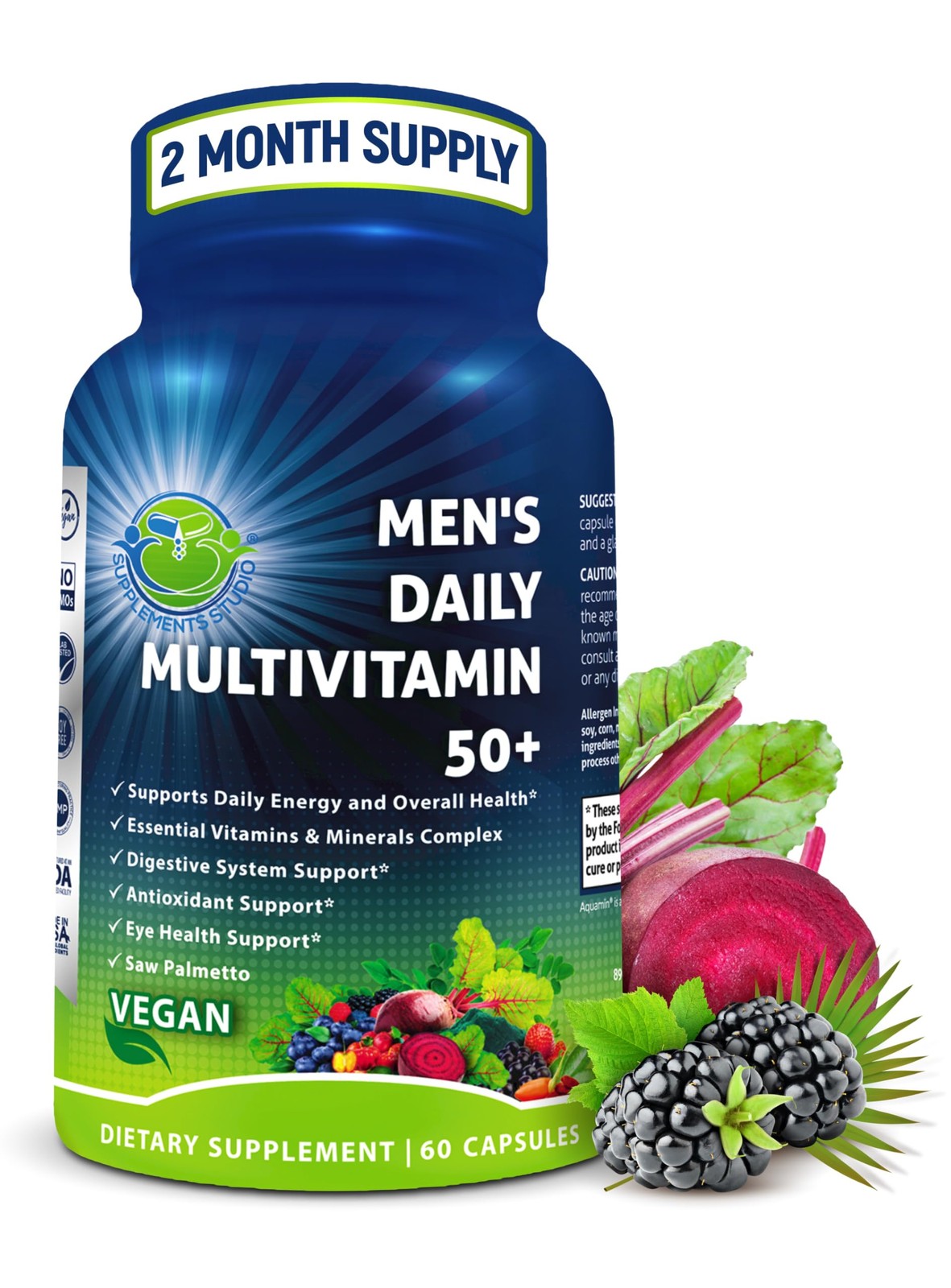 Men’s Daily Multivitamin 50 Plus Vegan Methylated Multivitamin for Men 50 an…