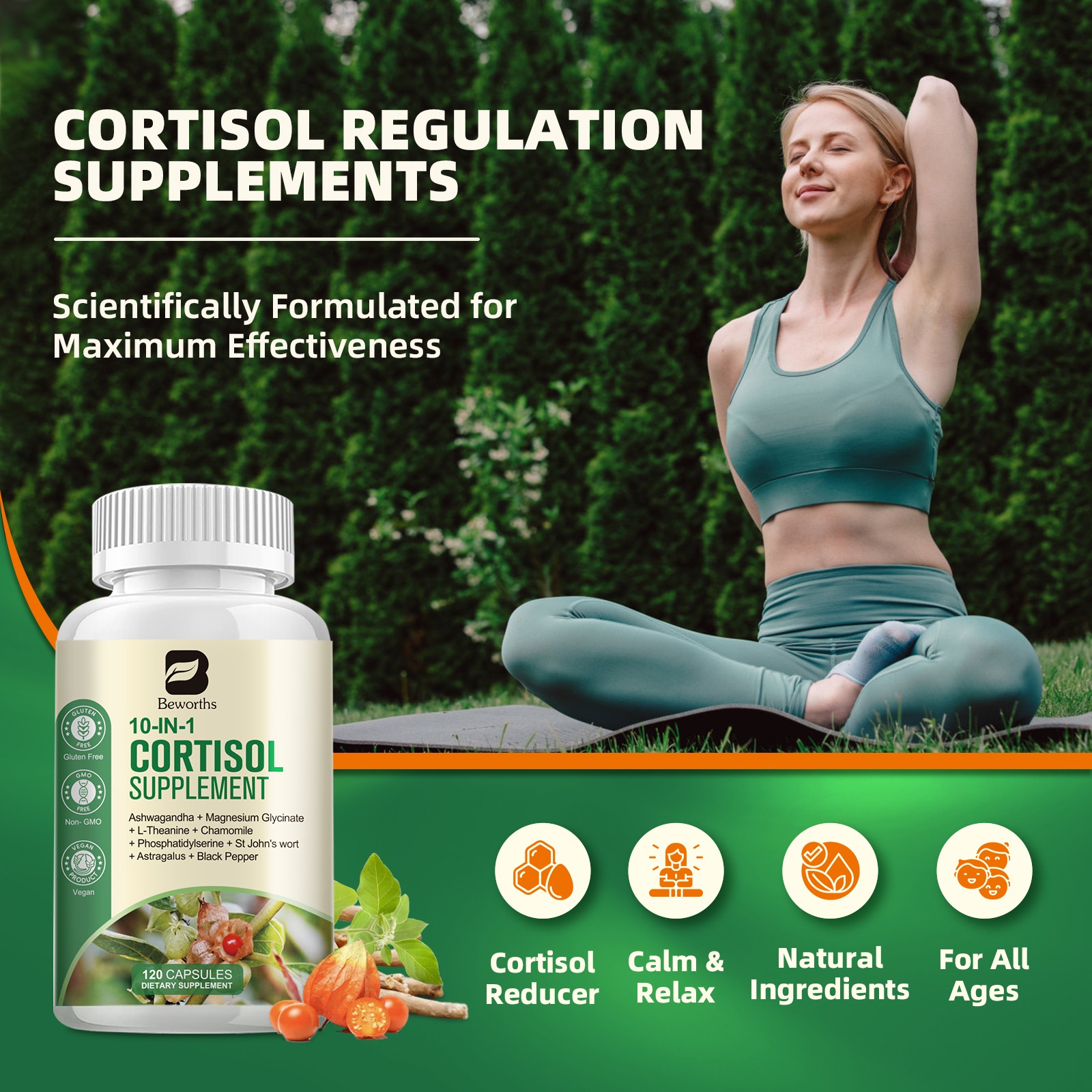 Cortisol Supplements for Women Men, High Cortisol Reducer Health, Detox Cortisol