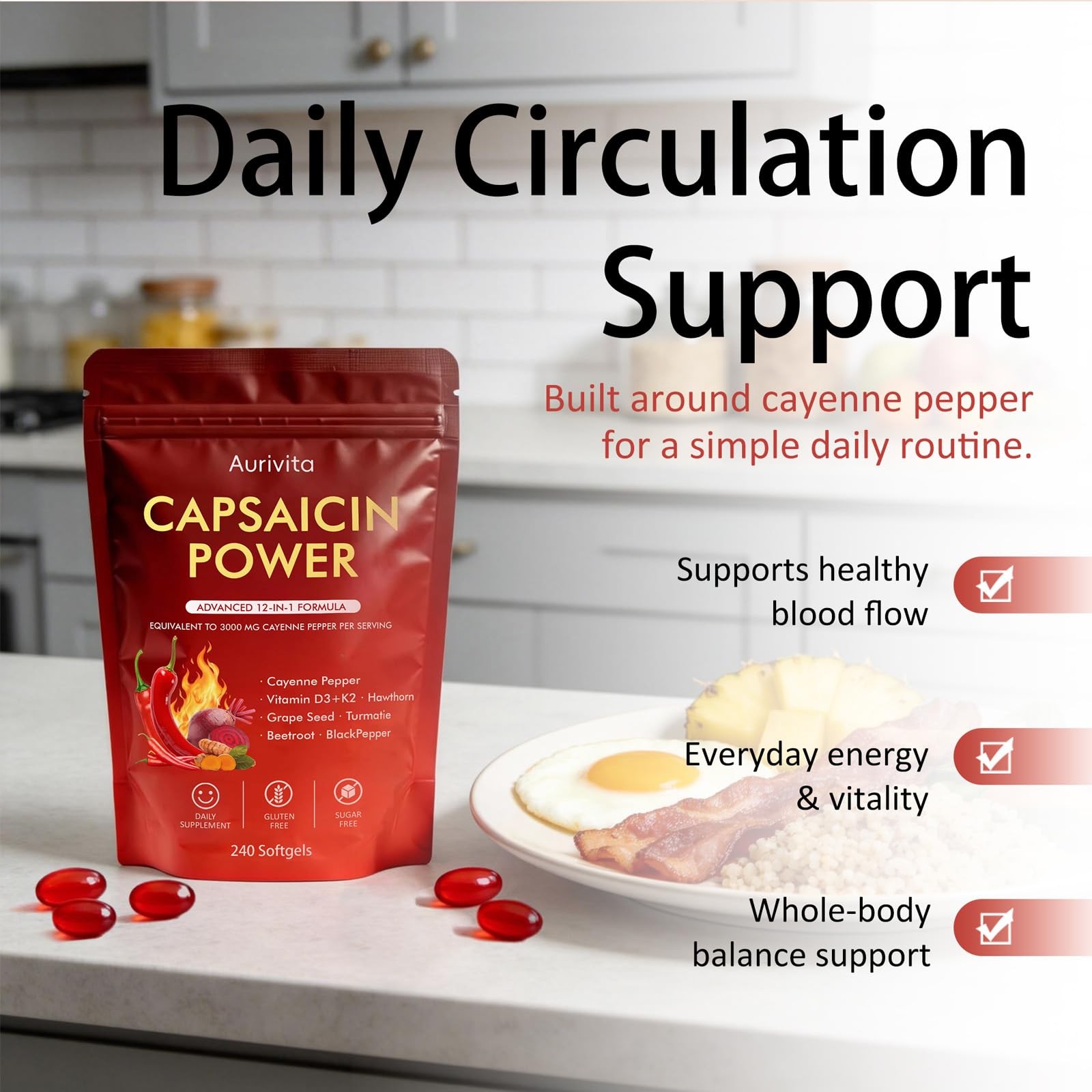 Capsaicin Power – Cayenne Pepper Softgels Supplement, Digestive & Gut Health 1pc