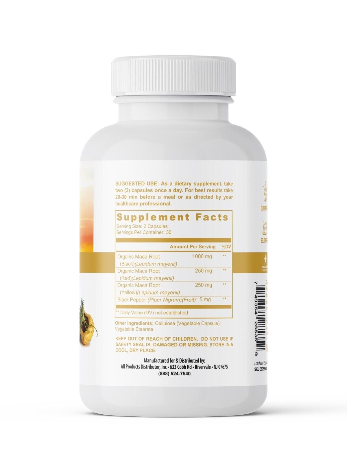 Maca Plus Natural Energy Supplement, Herbal Supplement for Women and Men 60 Cap