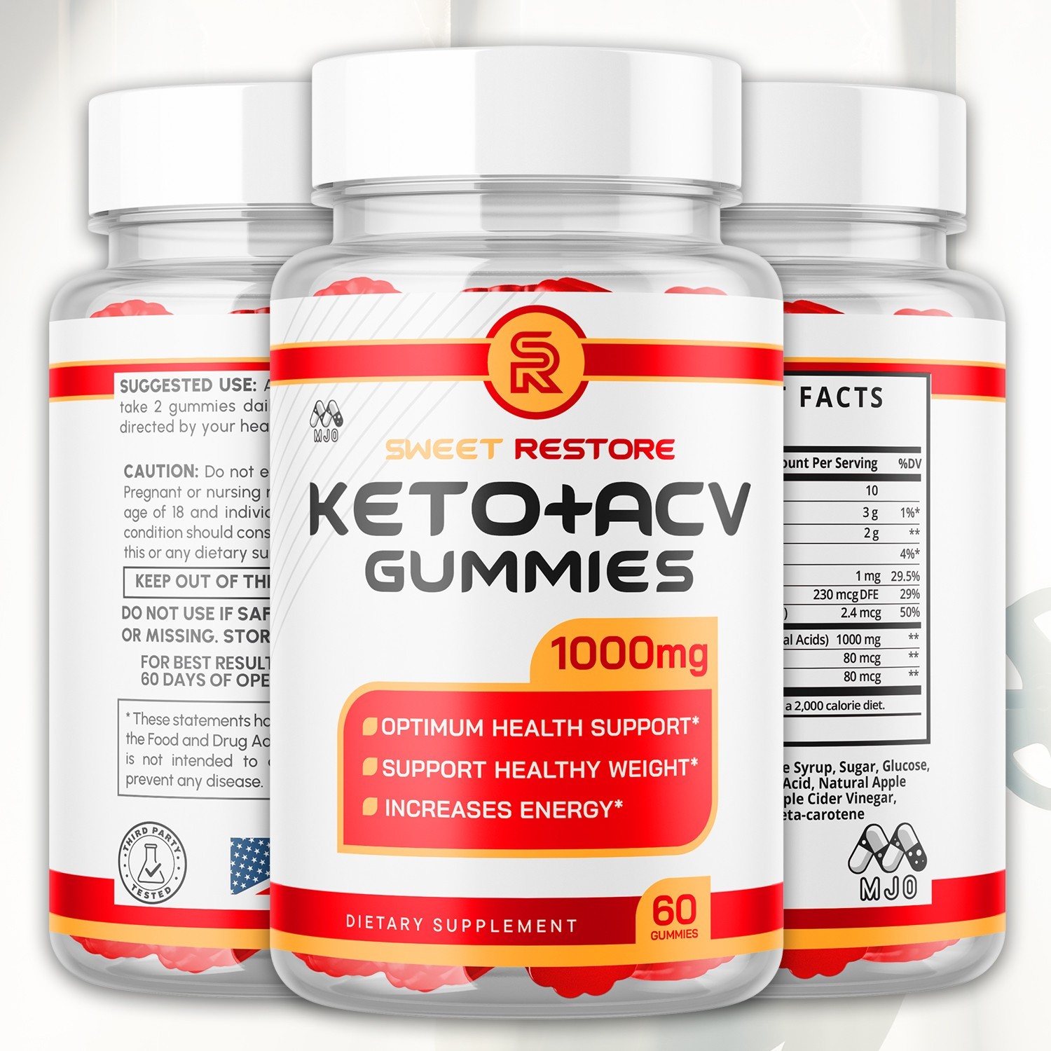 (2 Pack) Sweet Restore Keto ACV Gummys Vitamin Max Supplement 120 Gummies