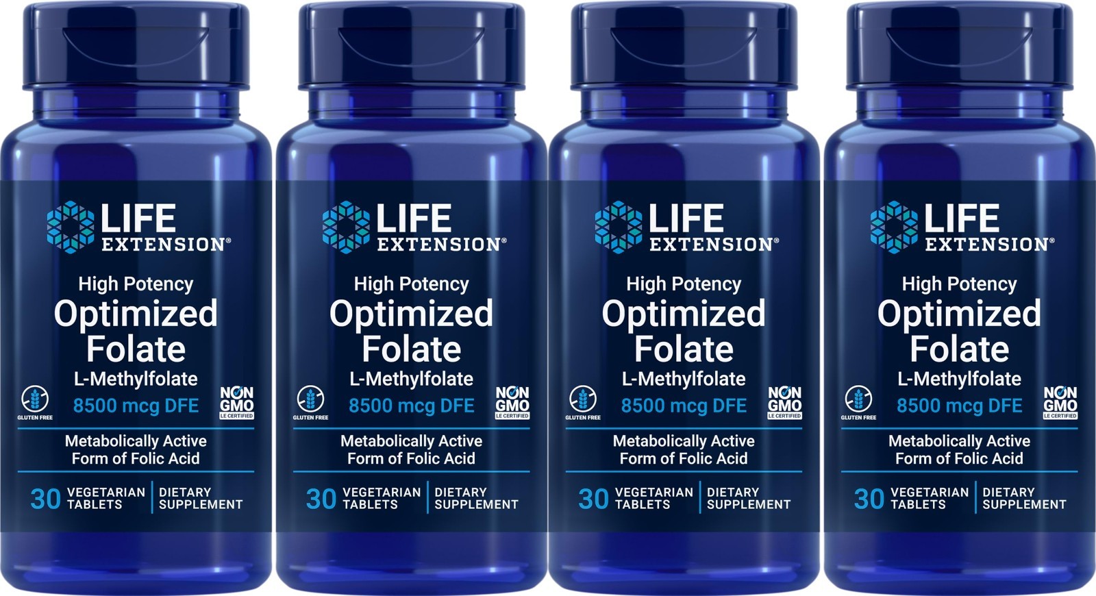 High Potency Optimized Folate 8500 mcg DFE, 30 Veg Tablets, Pack of 4 – Dietary