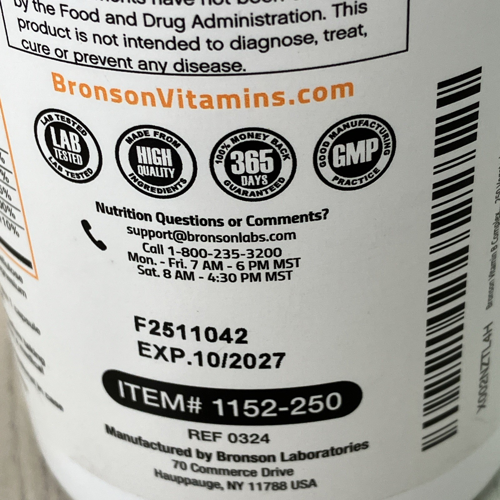 Bronson Vitamin B Complex with C – Immune 250 Count 250 Pack of 1