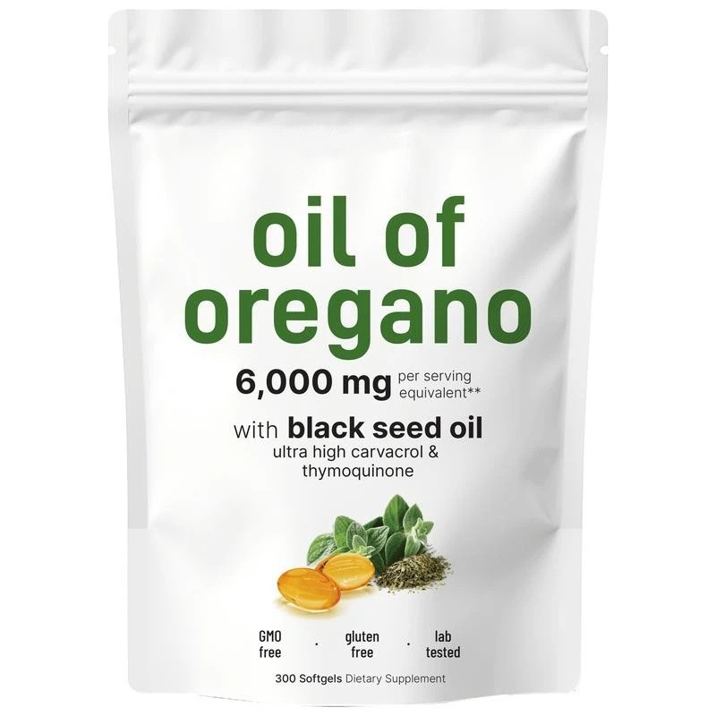 NEW 2 in 1 Oil of Oregano & Black Seed Softgels Count Carvacrol,Immune Support