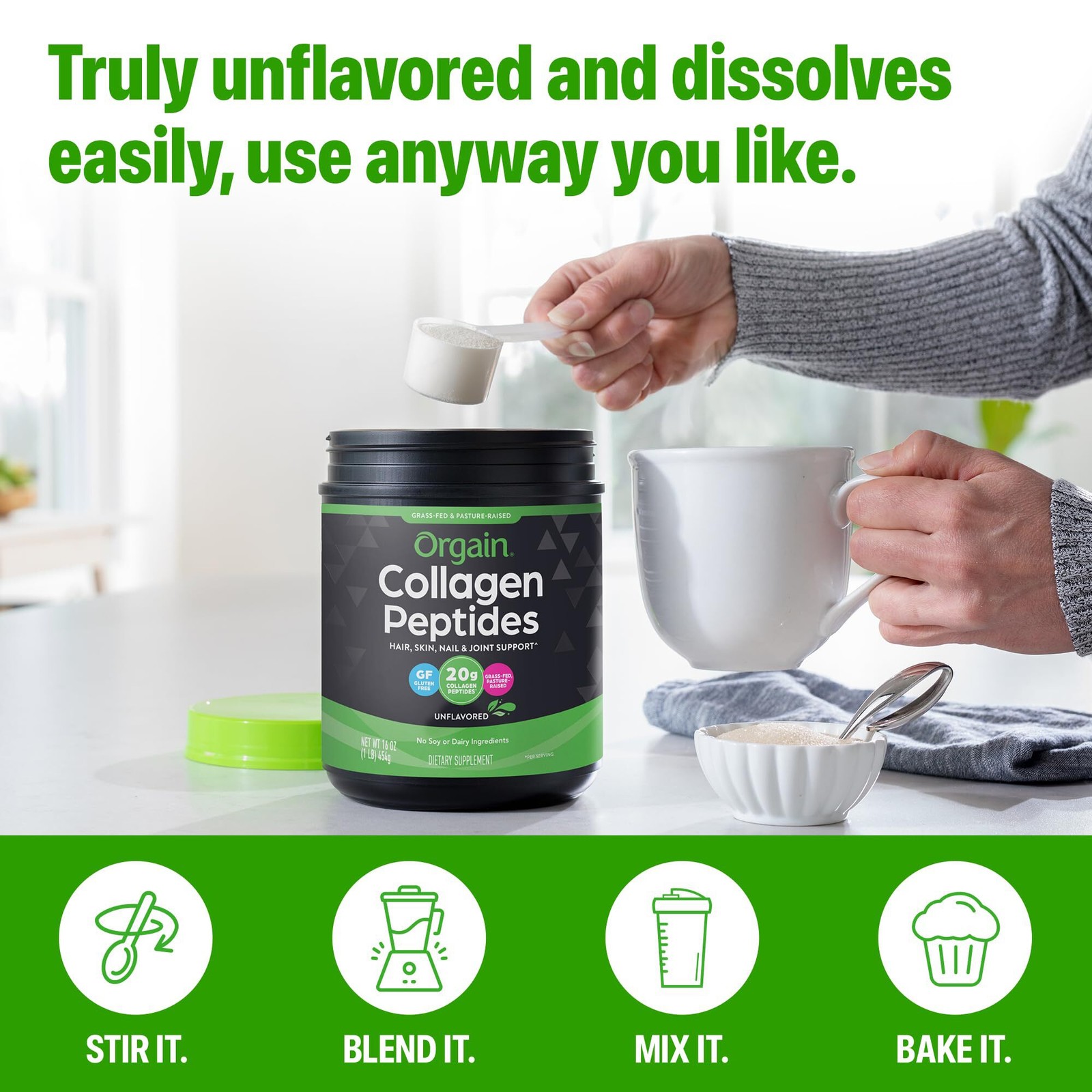 10/28 Orgain Hydrolyzed Collagen Peptides Powder 20g Grass Fed, Unflavored 1lb