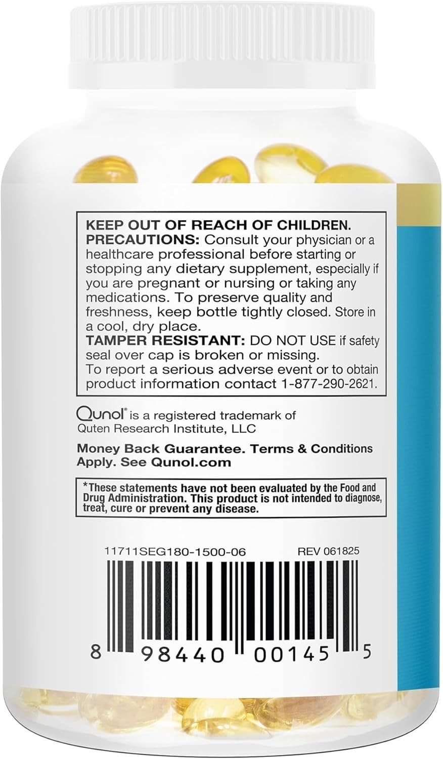 Fish Oil Mini Softgels, Qunol 1000mg Omega 3 EPA 180 Count (Pack of 1), Lemon