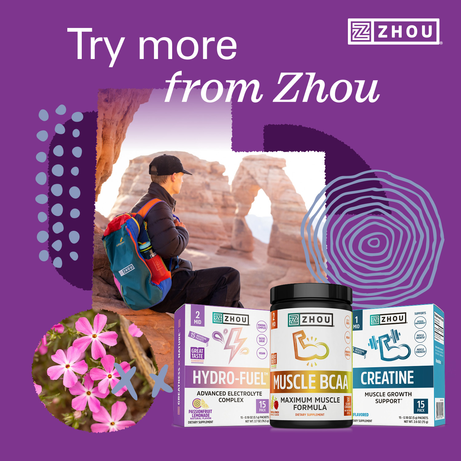ZHOU Hydro-Fuel Electrolytes Powder Stick Packs, Pre/Post Workout Hydration