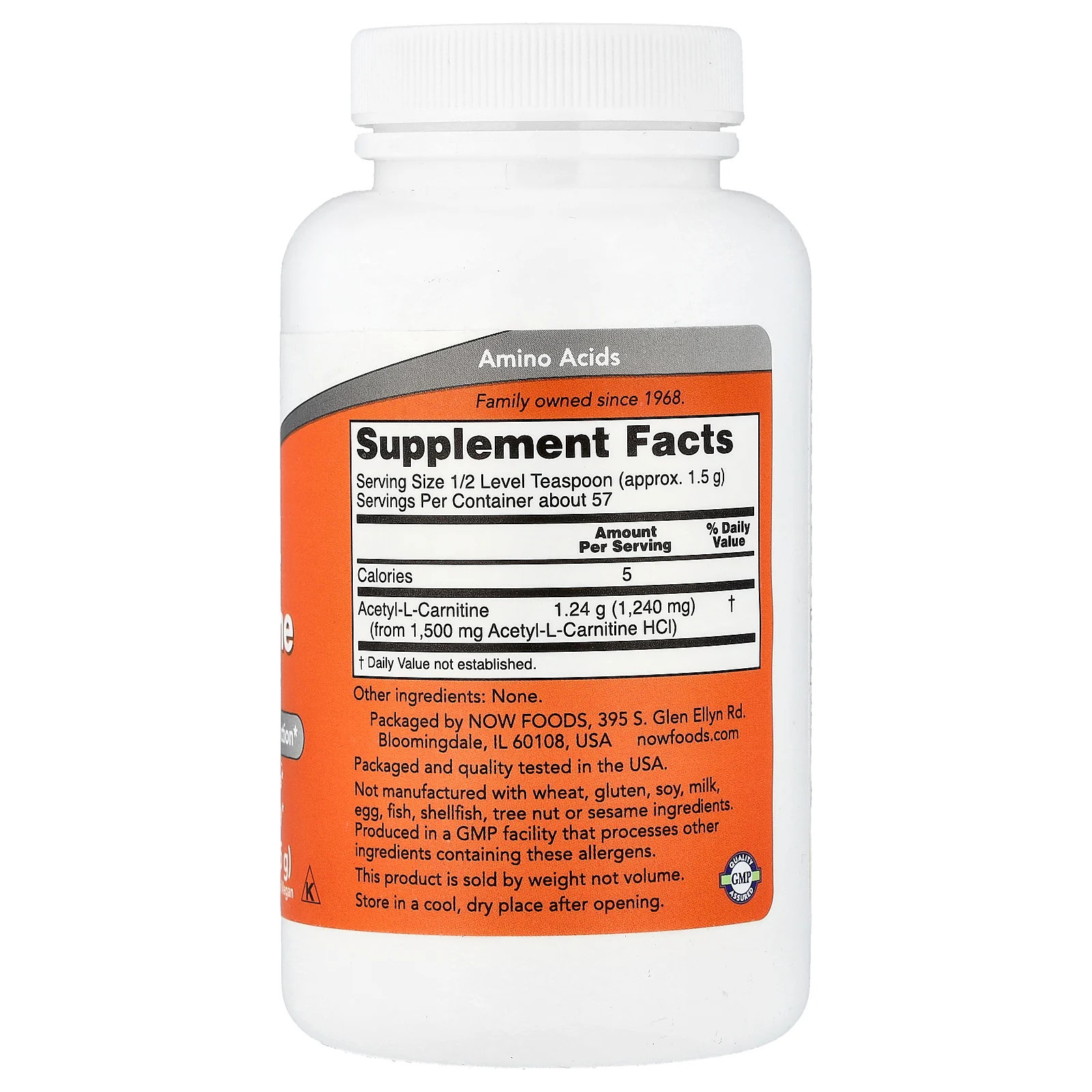 Now Foods Acetyl-L-Carnitine 3 oz 85 g GMP Quality Assured, Vegan, Vegetarian