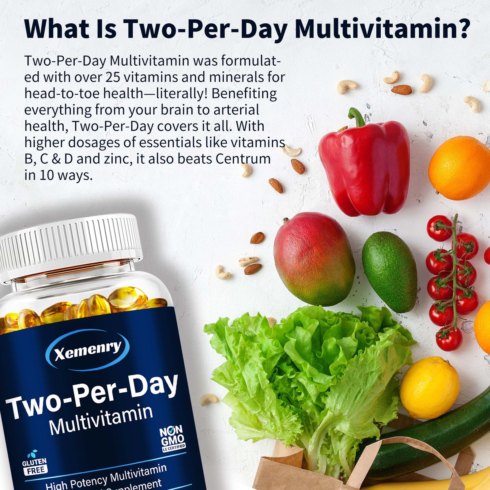 Two-Per-Day- Essential Vitamins, Minerals& Nutrients, Immune Health, Bone Health