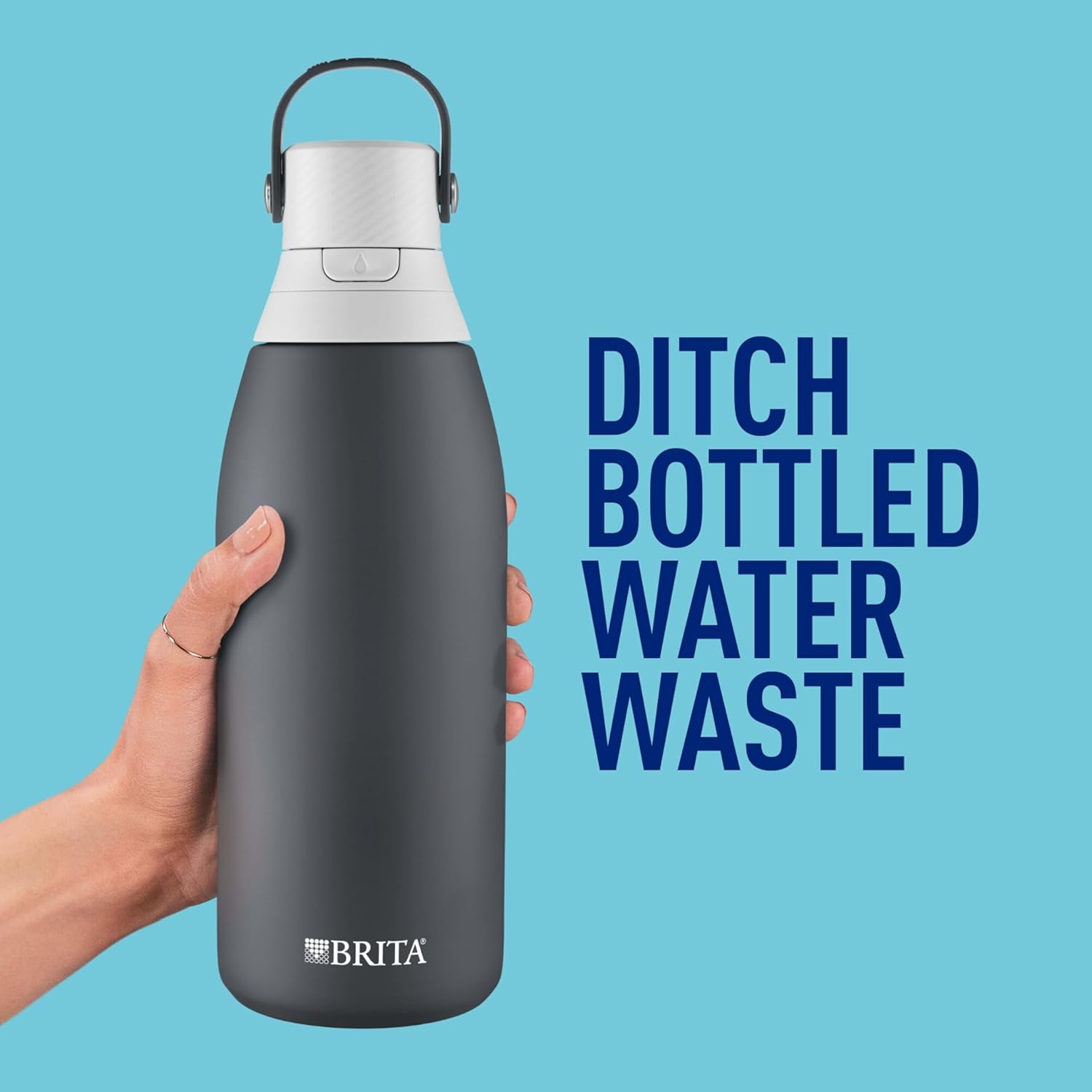 Brita Stainless Steel Premium Filtering Water Bottle, 32 Ounces, Carbon