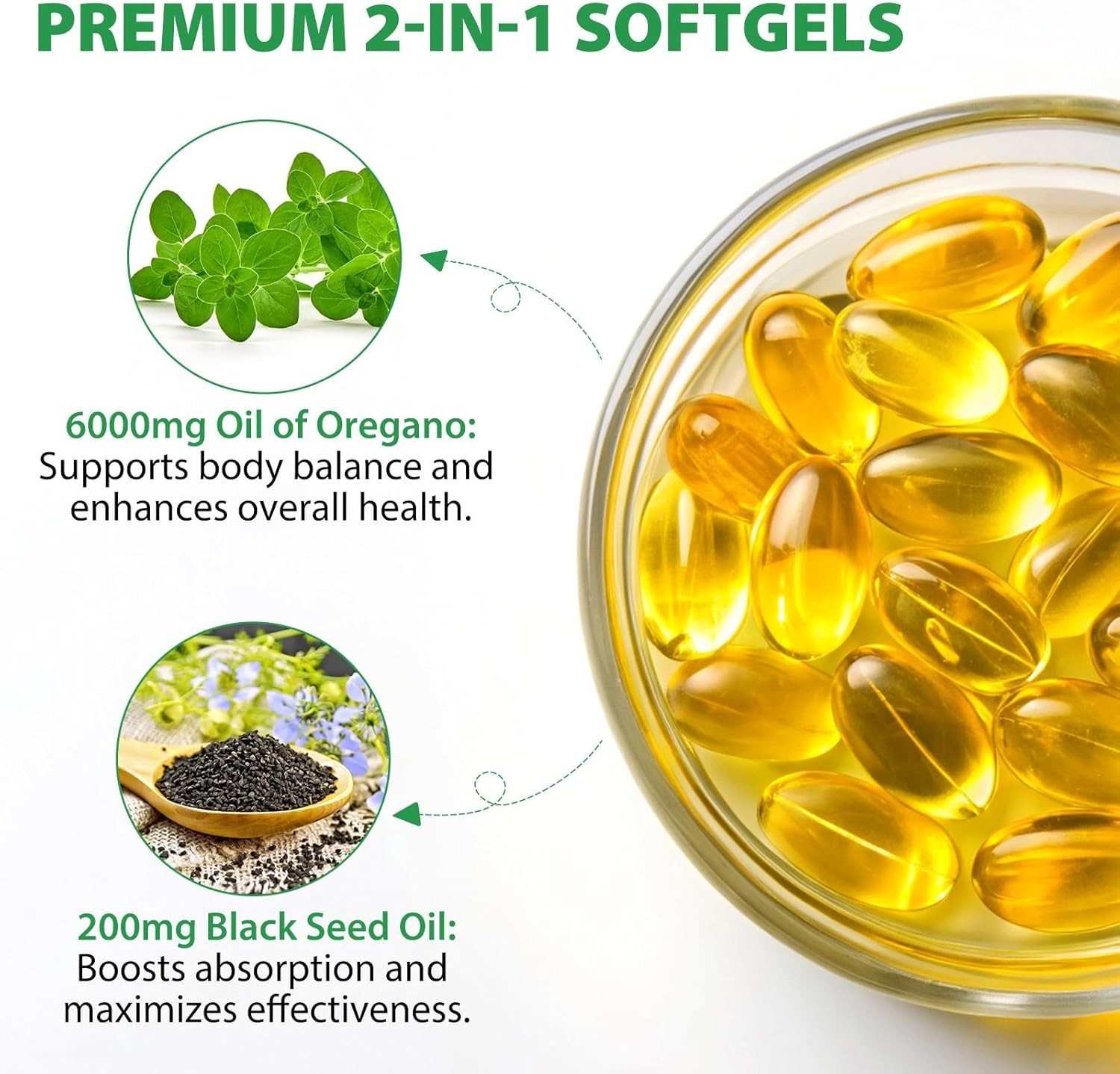 Resilia Oregano Oil Capsules 120 Count 6000mg Oil of Oregano with Black Seed !!!