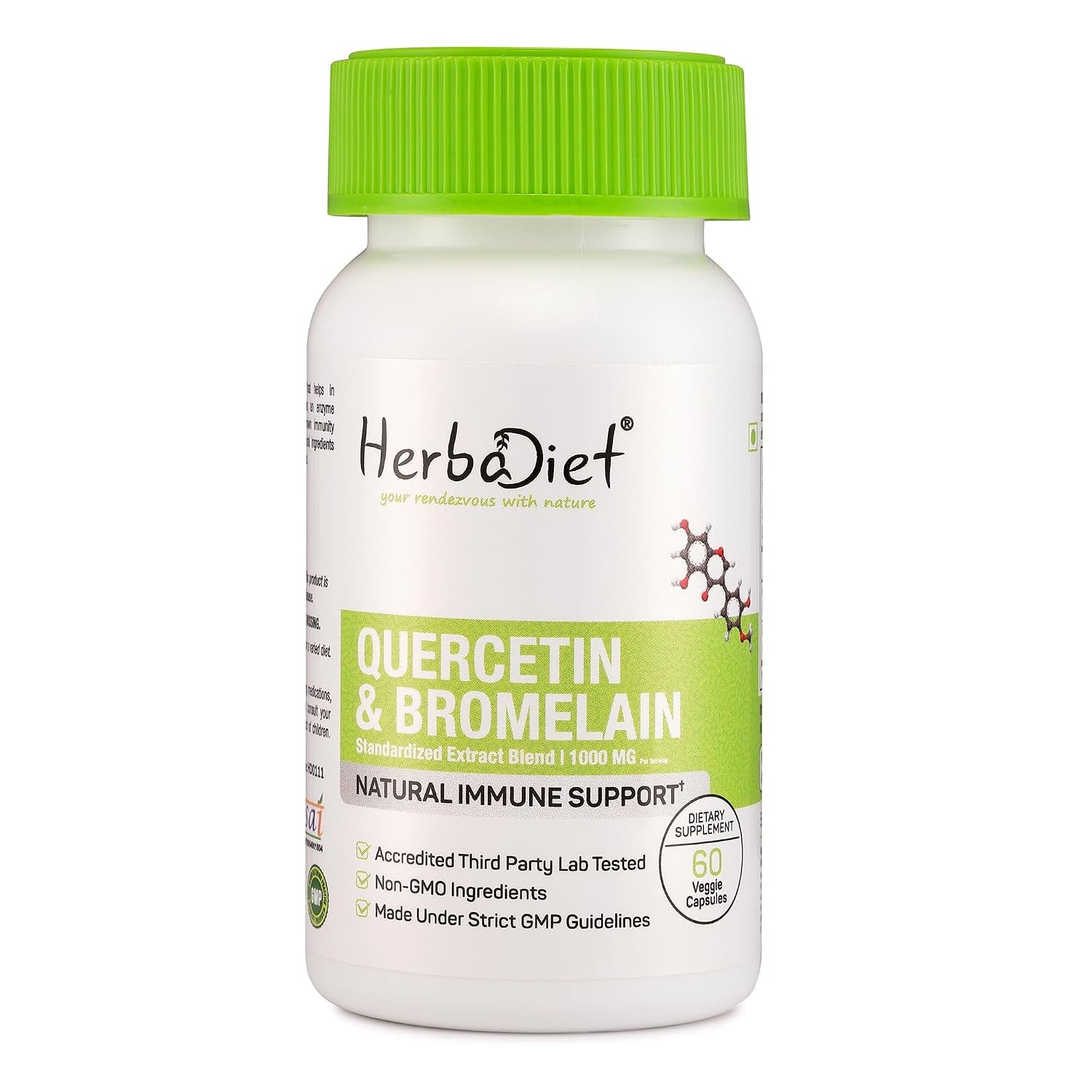 Quercetin with Bromelain Immune Support Seasonal Comfort Herbadiet 60 Caps 2.1oz