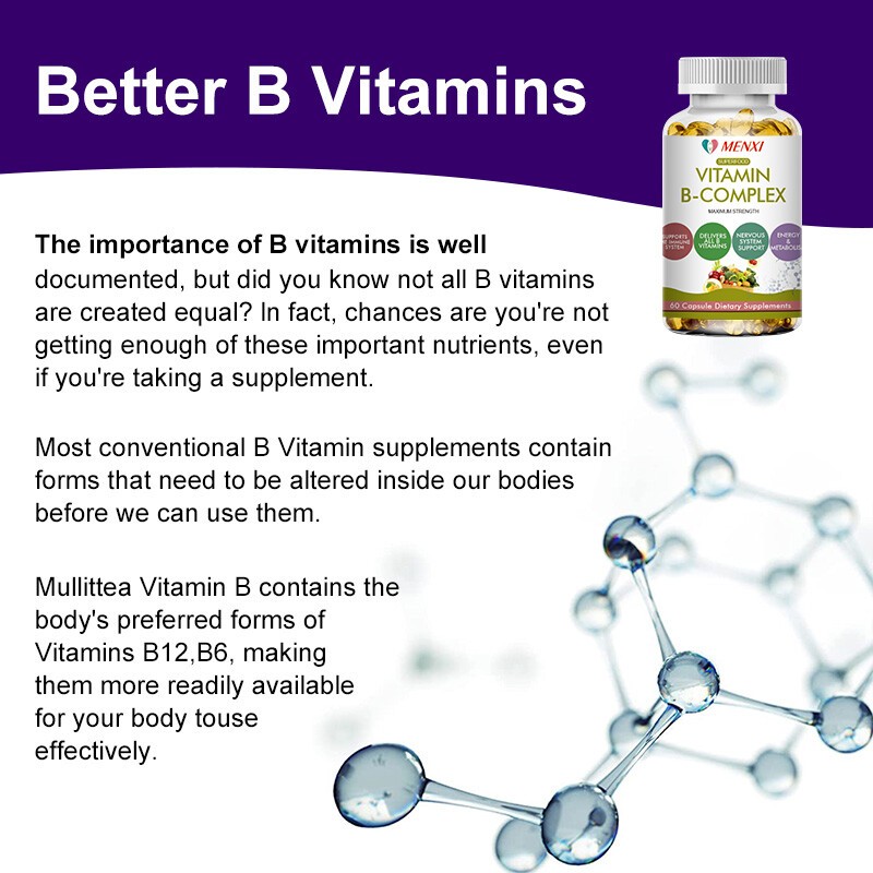 2 Packs Vitamin B Complex with B1, B2, B3, B5, B6, B12 – Natural High Potency-US