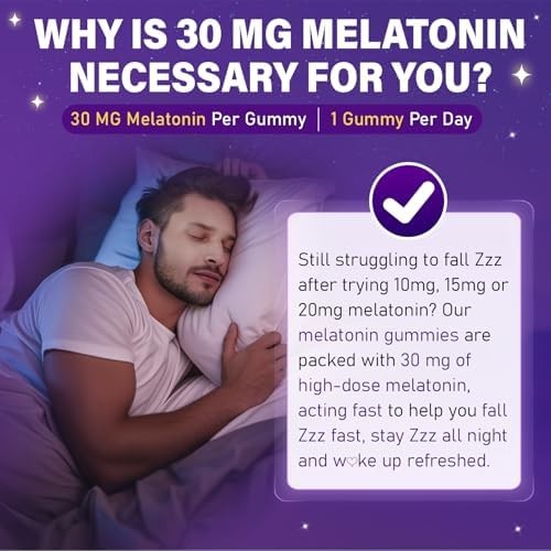 30mg Melatonin Gummies Magnesium GABA Vegan Mixed Berry 60 Count