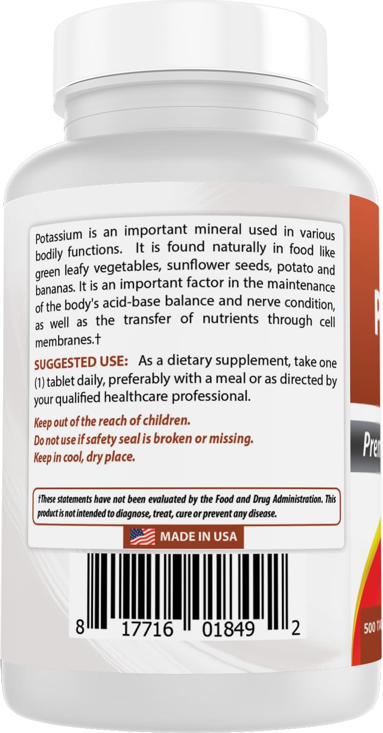 Best Naturals Potassium Citrate 99mg 500 Tablets – 3rd Party Lab Tested