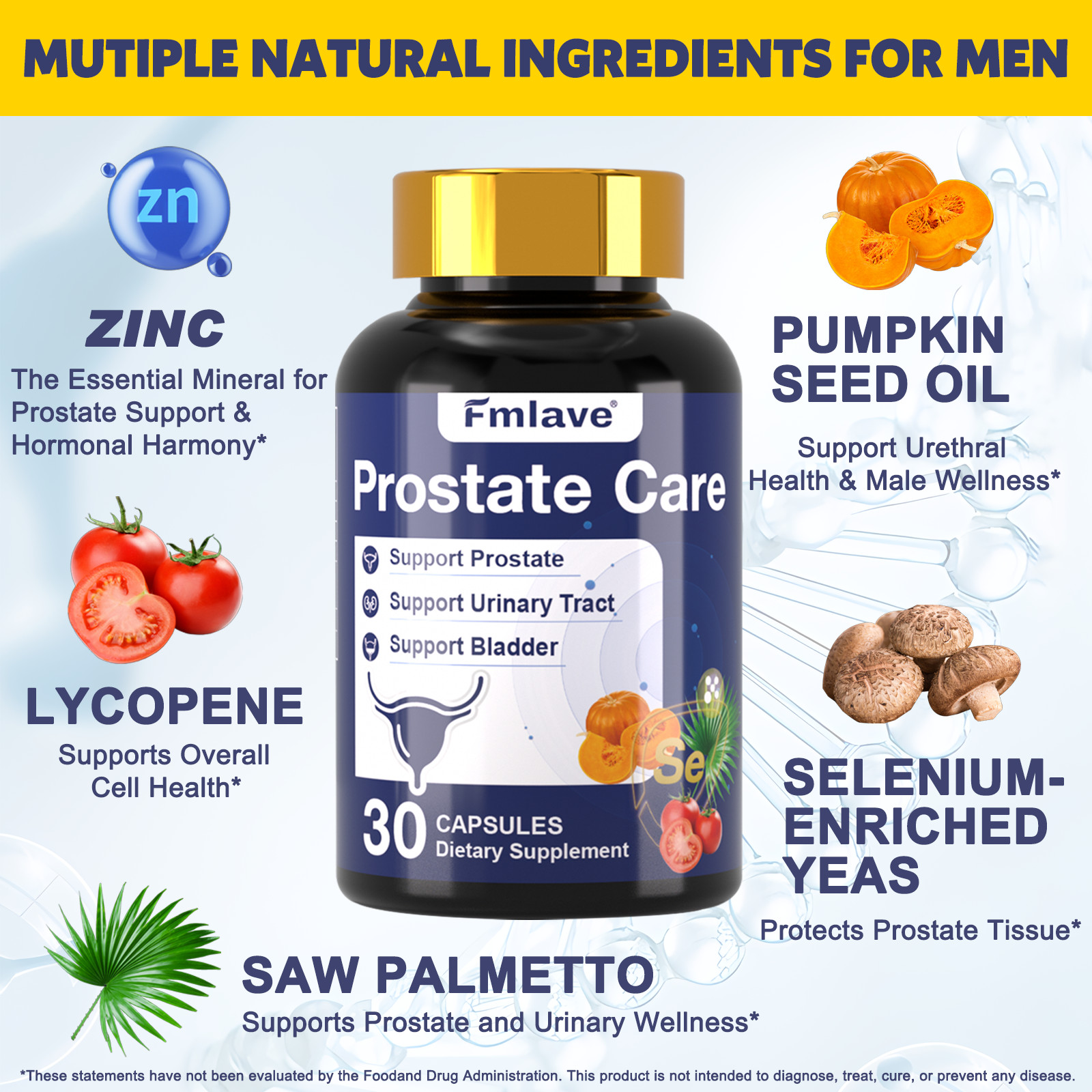 Prostate Support – Saw Palmetto – Reduce Frequent Urination, Stamina supplement
