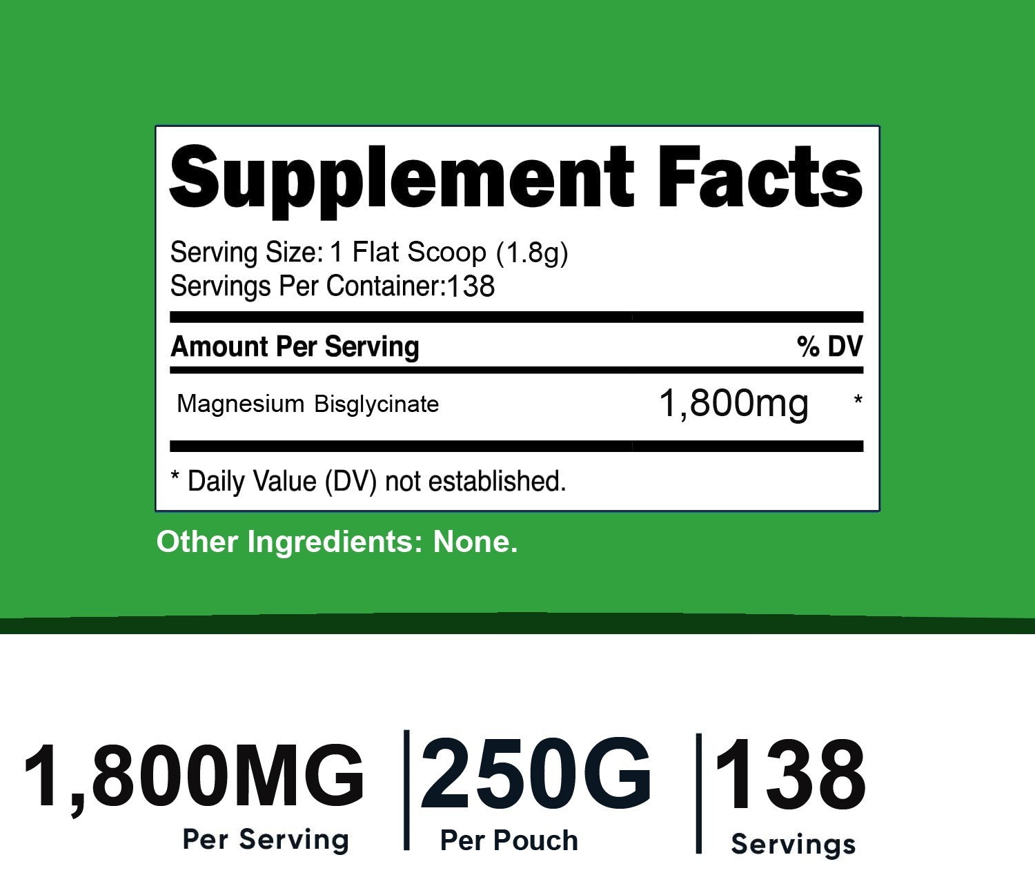 FDC Magnesium Bisglycinate Powder (250 Grams) Unflavored