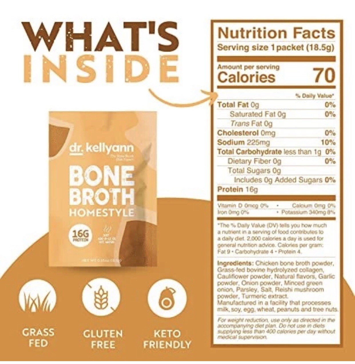 Bone Broth Collagen Packets (7 Servings, 1 Box), 16G Protein Keto-Paleo BB 3/24
