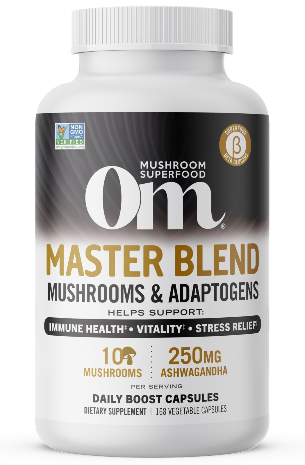 Om Mushroom Superfood Master Blend Capsules 160 Count Organic Health Supplement