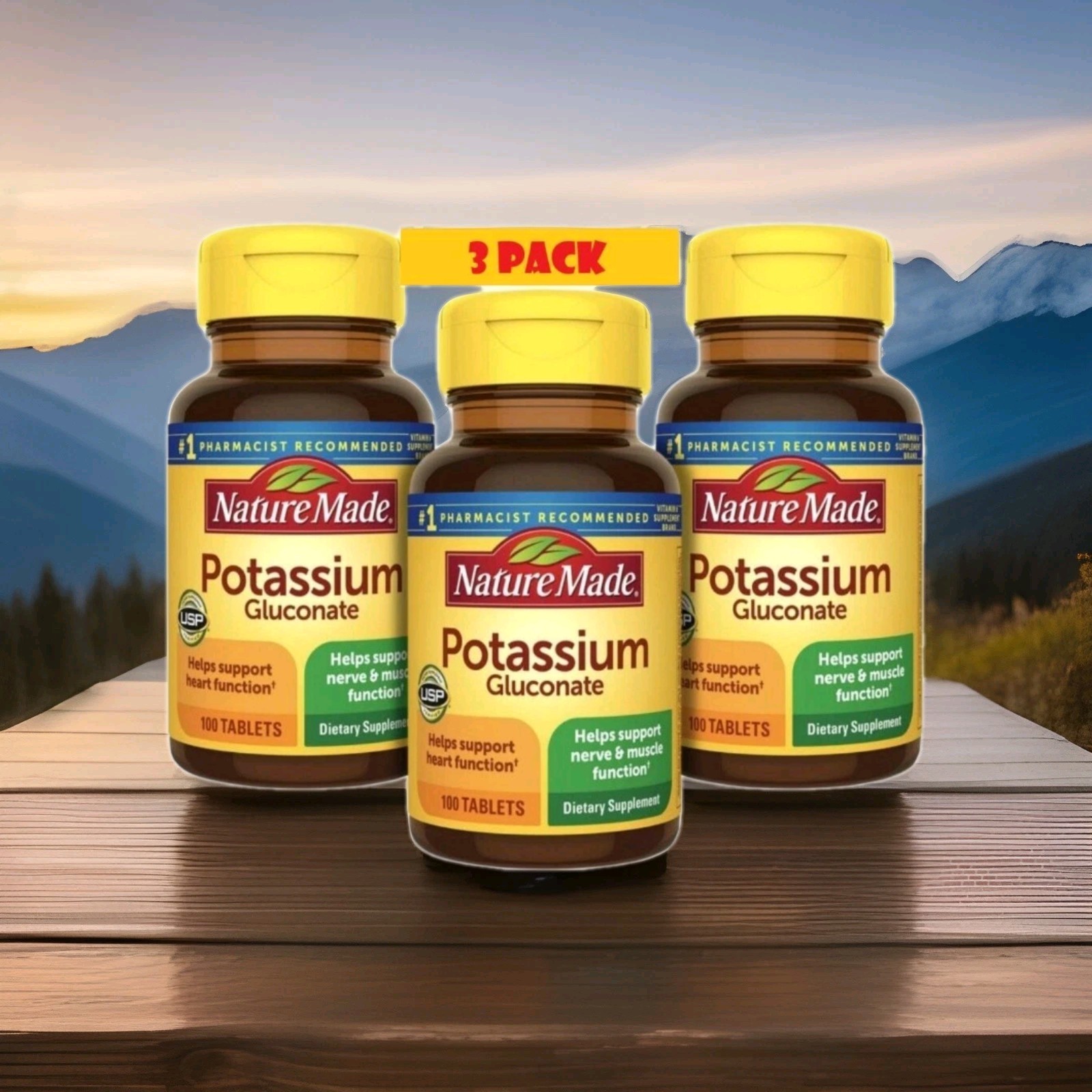 3 Pack Potassium 550mg 300 Tablets (3×100) No Gluten #1 Recommended June 2029