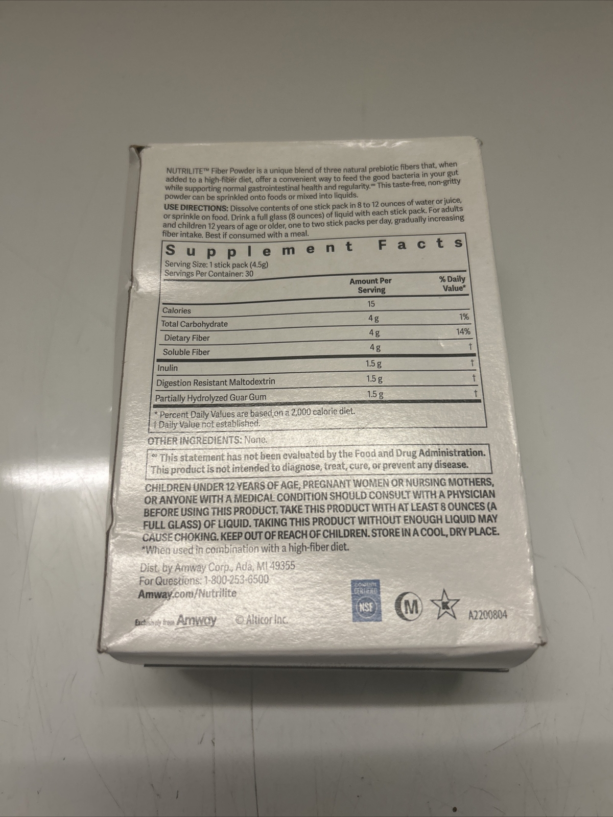 Amway Nutrilite™ Fiber Powder 30 Sticks Packs (see box Condition) Exp 4/2025