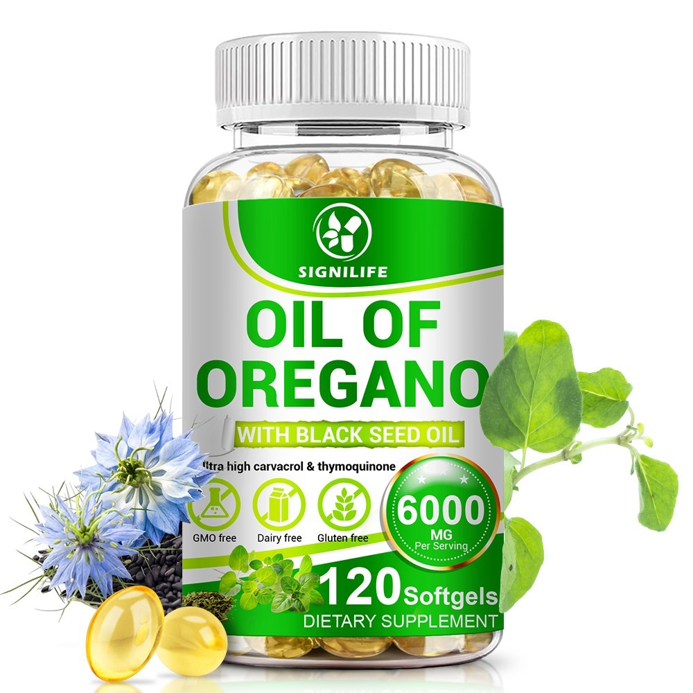 Oil of Oregano Softgels 2 in 1 6000mg with Black Seed Oil Immune Support
