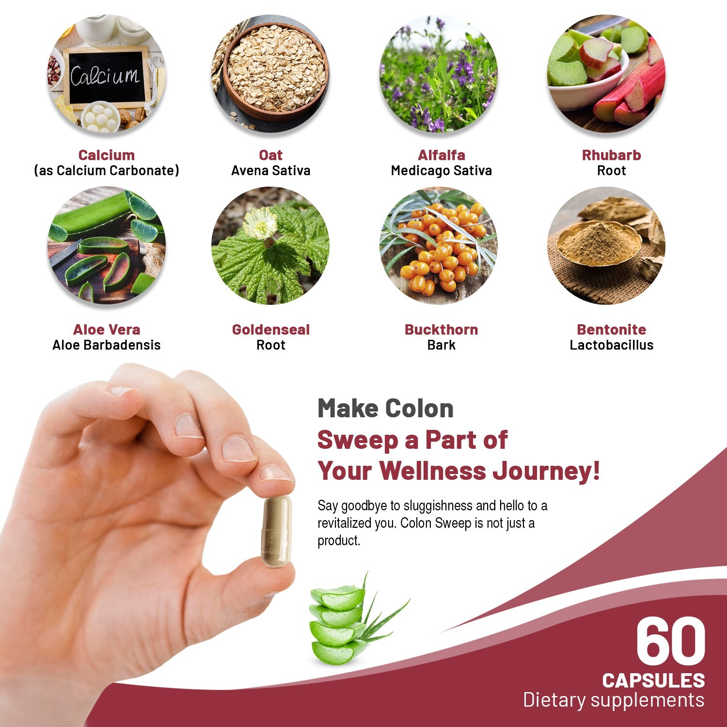 Colon Sweep, Cleansing and Digestive, Weight loss Support & Natural, 120 Caps