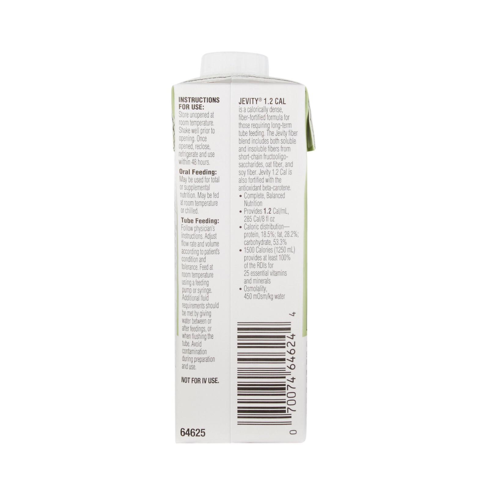 10, Fiber Tube Feeding Formula Jevity 1.2 Cal Supplement Unflavored Liquid 8 oz