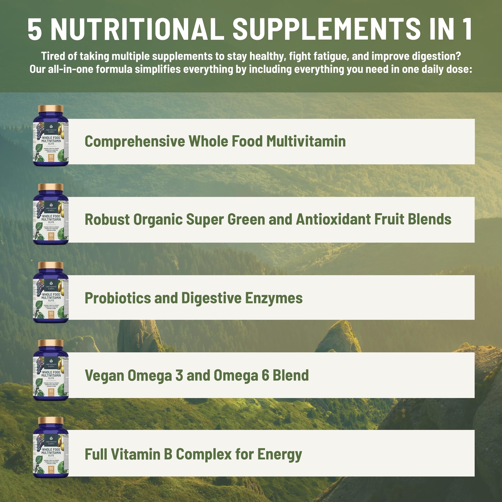 Abundant Earth Whole Food Multivitamin for Women Daily Multi Vitamins Supplem…