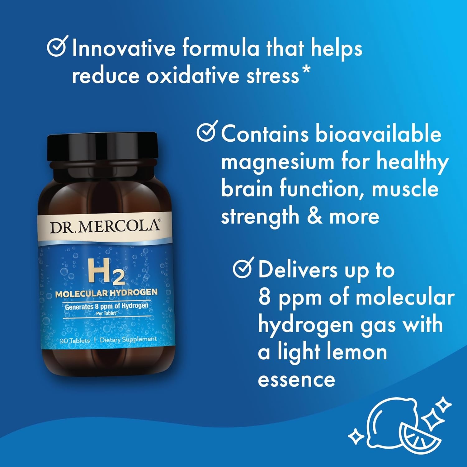 Hydrogen Molecular Tablets featuring Magnesium Cellular Energy Brain Health 9…