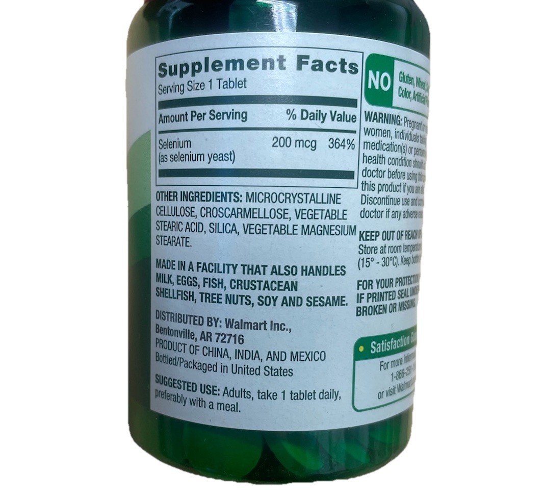 Spring Valley Selenium Immune Health Supplement Tablets 200 mcg 100 Ct Twin Pack