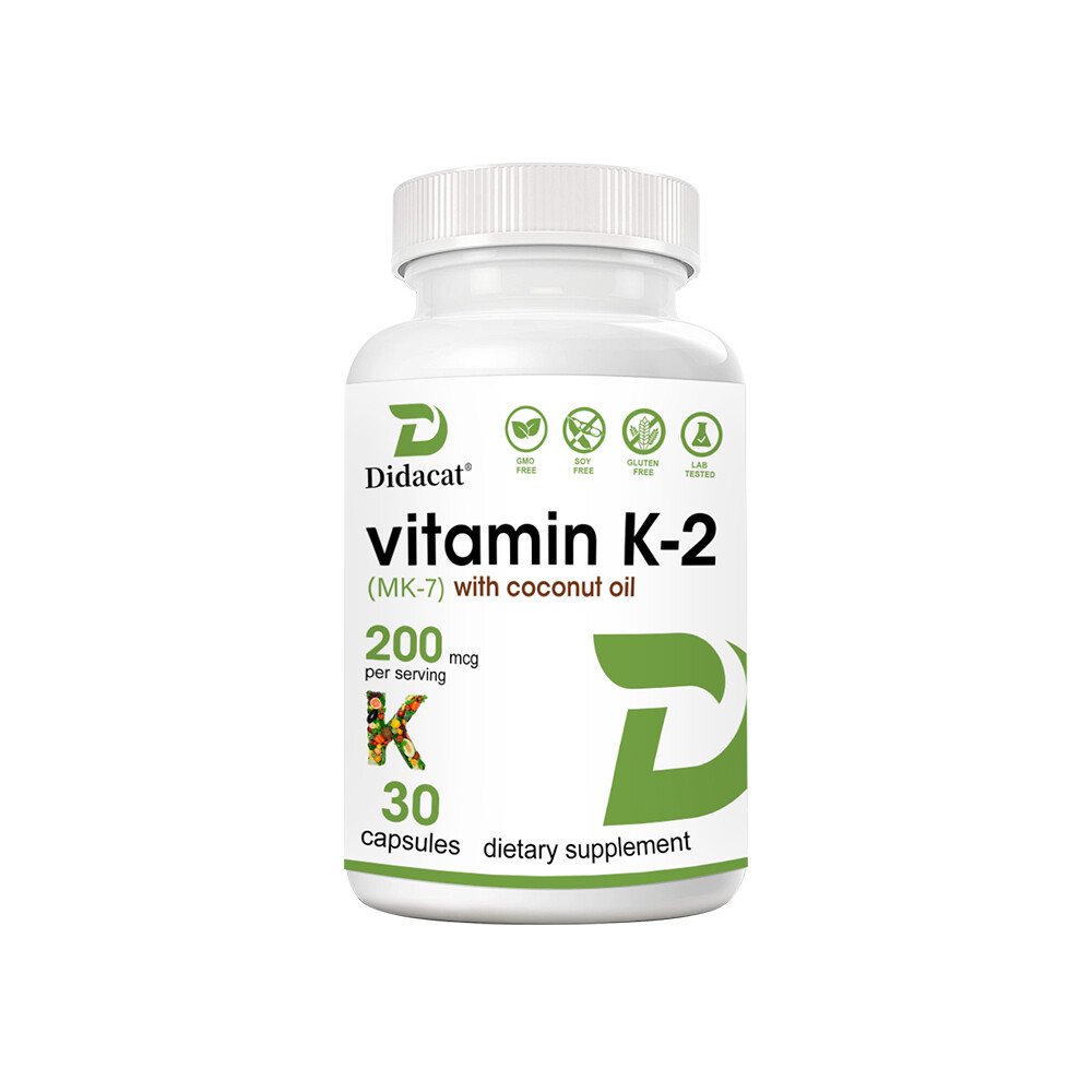Vitamin K2 Supplement 200mcg -Vitamin K2 MK7 Supports Bone & Heart Health