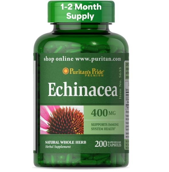 Echinacea 400mg Supports Immune System Health 200 CAPSULES Puritan’s Pride