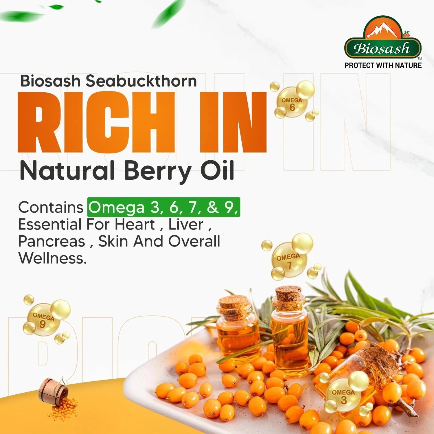Pack of 2 Sea Buckthorn Juice 250ml With Pulp Concentrate Rich in Omega 3 6 7 9