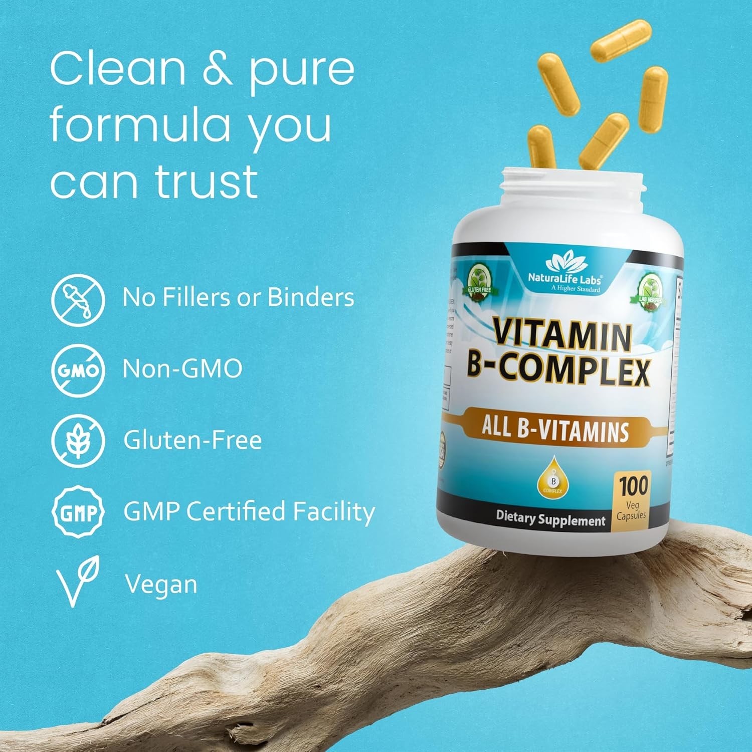 Brand New Vitamin B-Complex with Vitamin C & Folic Acid – 100 Capsules – , No…